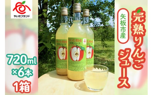 【定期便6回】 矢板市産 完熟りんごジュース《720ml×6本 1箱》｜林檎 リンゴ 果汁100% 産地直送 (毎月お届け）   定期便6回 720ml×6本入り1箱