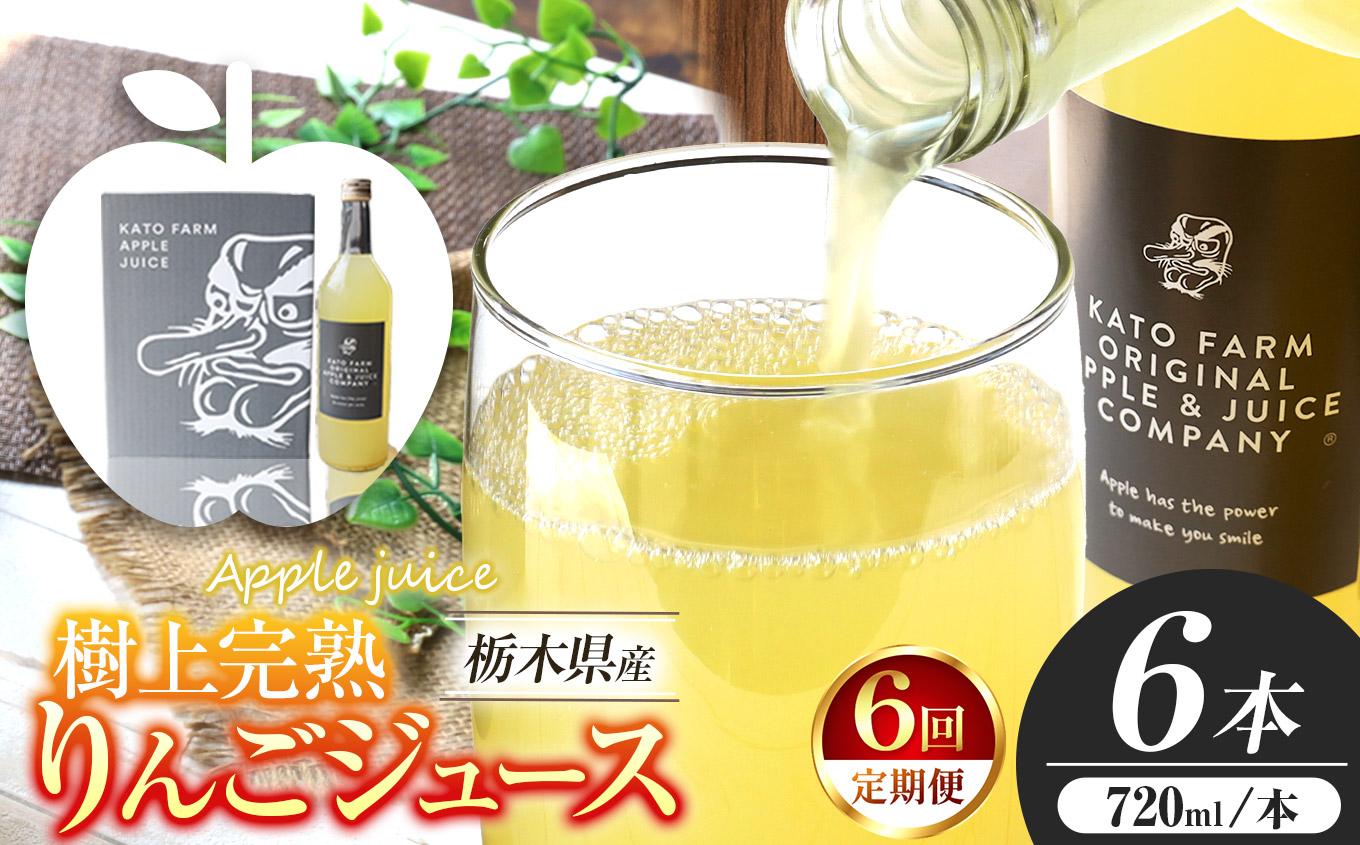 【定期便6回】栃木県矢板市産 樹上完熟100％りんごジュース 720ml×6本入  | 林檎 リンゴ 果汁100% 産地直送 (毎月お届け）   【定期便6回】  720ml×6本入