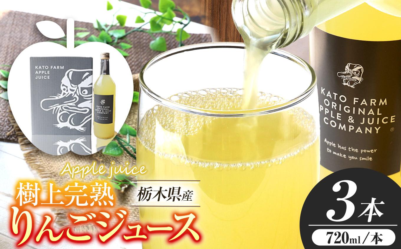 栃木県矢板市産 樹上完熟100％りんごジュース 720ml×3本入  | 林檎 リンゴ 果汁100% 産地直送   【単品】 720ml×3本入