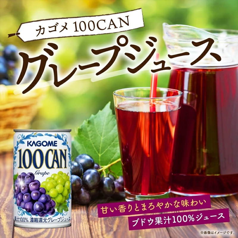 カゴメ 100CAN 160g × 6缶 濃縮還元 グレープジュース 100％ ジュース 砂糖不使用 フルーツジュース かごめ 果汁 果肉 グレープ ぶどう 葡萄 ブドウ フルーツ ns038-009