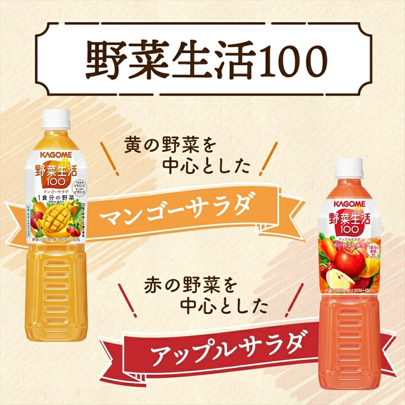 定期便 12ヵ月連続 カゴメ 野菜生活100 飲み比べセット スマートPET 720ml  4種 計12本 オリジナル ベリーサラダ マンゴーサラダ アップルサラダ 野菜 果実 ミックスジュース ns038-035