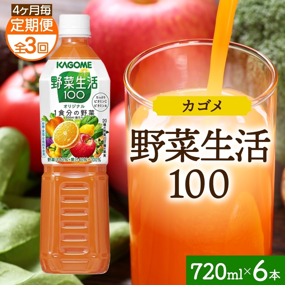 【定期便】4ヵ月毎全3回野菜生活100 オリジナル 720mlPET ns038-062