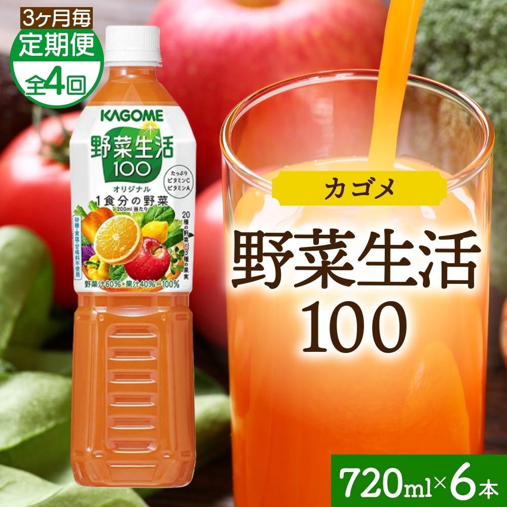 【定期便】3ヵ月毎全4回野菜生活100 オリジナル 720mlPET ns038-063