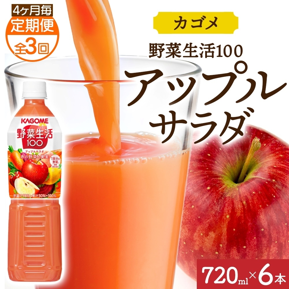 【定期便】4ヵ月毎全3回野菜生活100 アップルサラダ 720mlPET ns038-070