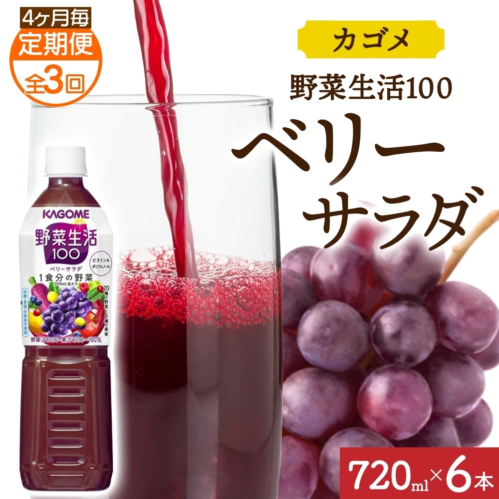 【定期便】4ヵ月毎全3回野菜生活100 ベリーサラダ 720mlPET ns038-074