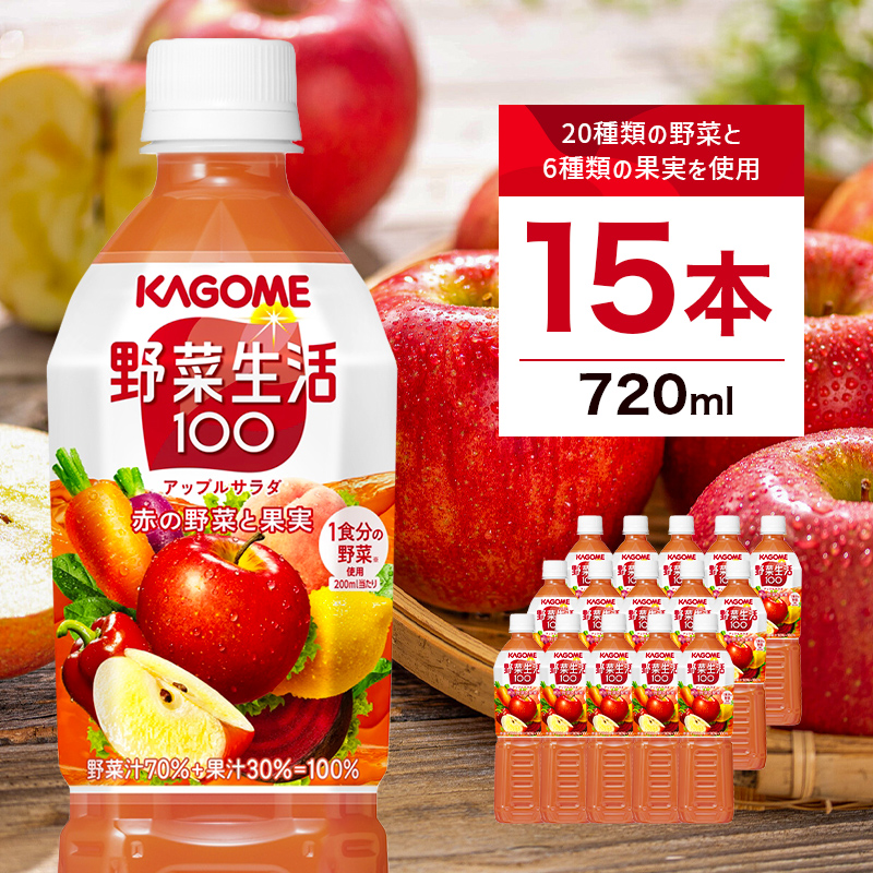 カゴメ 野菜生活100 アップルサラダ 720ml 15本 ns111-012