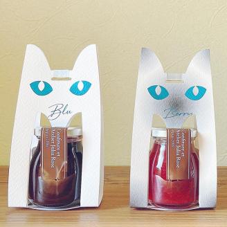 【猫パッケージ入り】はちみつ入りフルーツジャム2種＆栃木県産はちみつ1種の3点セット｜ハチミツ 蜂蜜 瓶 苺 ブルーベリー ギフト