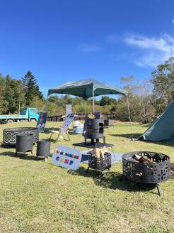 グランピングストーブ（mini）+薪入れ五徳（M）セット　アウトドア キャンプ 焚き火 たき火 たきび 焚火 ※着日指定不可