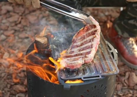 グランピングストーブ（M）＋薪入れ五徳（M）＋極厚グリルプレート（M）＋ステンレスヘラ（M）セット　アウトドア キャンプ 焚き火 たき火 たきび 焚火 ※着日指定不可