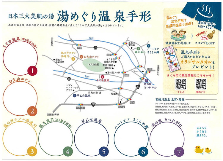 日本三大美肌の湯　喜連川温泉「温泉手形」