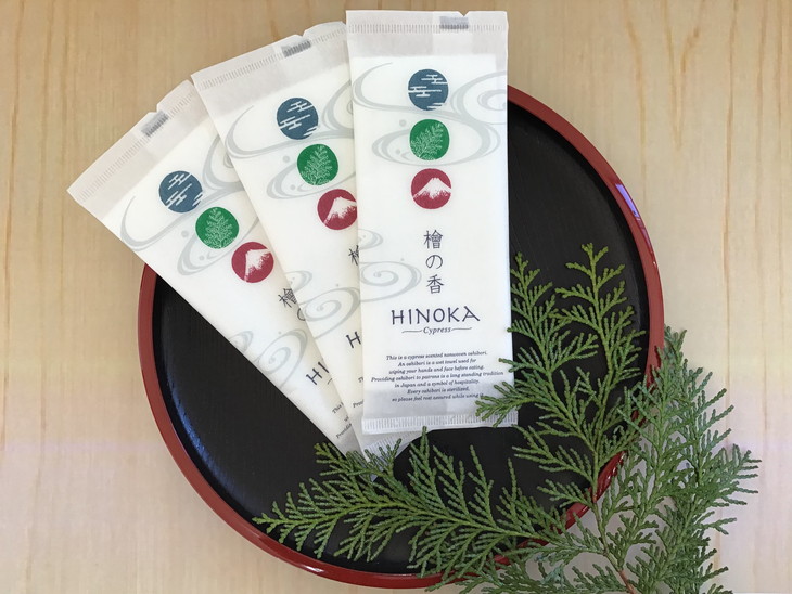 天然ヒノキオイル配合のプレミアム不織布おしぼり　檜の香(HINOKA) 600本入※離島不可