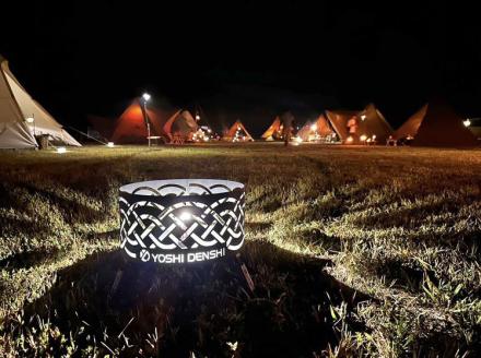 グランピングストーブ（mini）+薪入れ五徳（M）セット　アウトドア キャンプ 焚き火 たき火 たきび 焚火 ※着日指定不可