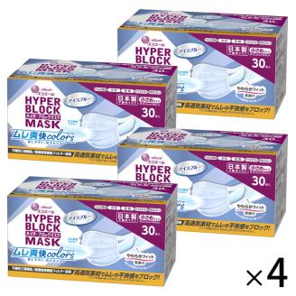 エリエール ハイパーブロックマスク ムレ爽快color's アイスブルー 小さめサイズ 120枚（30枚×4パック）