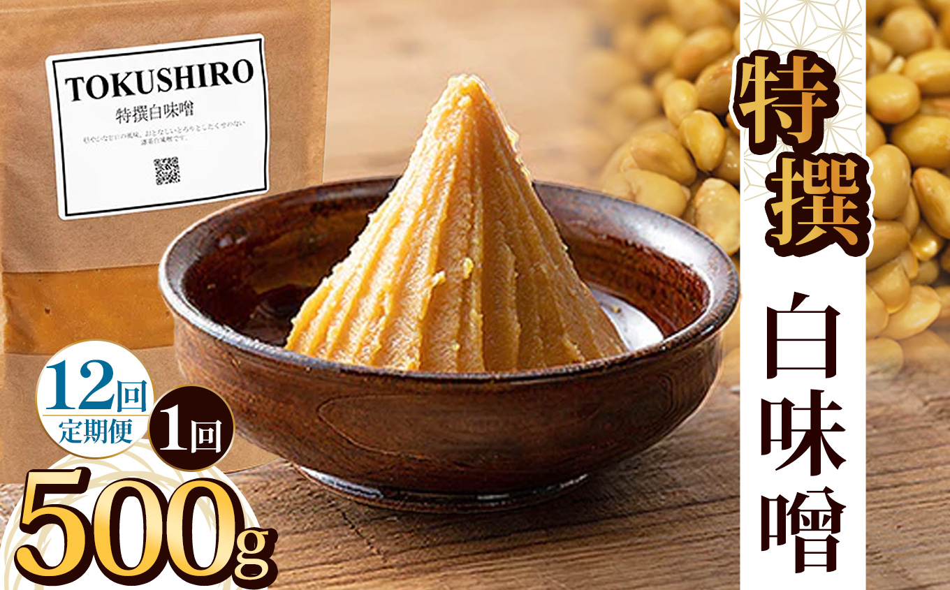 【ふるさと納税】【定期便12回】特撰白味噌 500g | お味噌 味噌 みそ汁 オリジナル味噌  手づくり 手作り 送料無料 栃木県 下野市