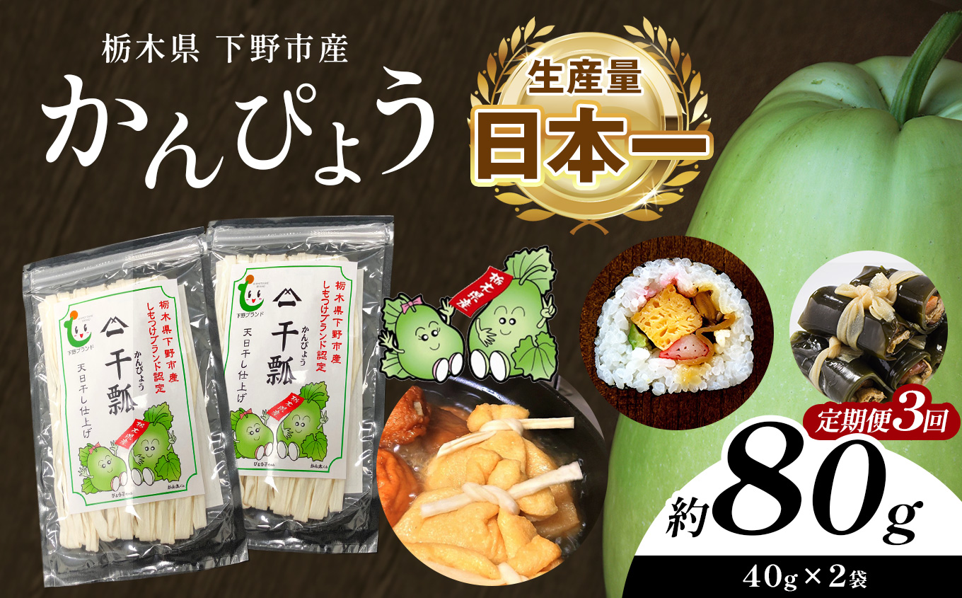 【定期便３回】下野ブランド 下野市産かんぴょう 約40g×2袋 | 干瓢 野菜 乾物 栃木県 特産品