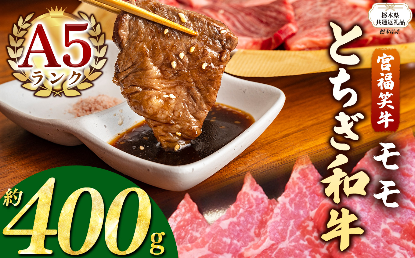 【栃木県共通返礼品】宮福笑牛(とちぎ和牛) A5 モモ焼き肉 約400g  | 黒毛 和牛 牛肉 焼肉 とろける 霜降り 赤身 切り落とし ふるさと 納税 イチオシ おすすめ 栃木県 下野市 しもつけ市
