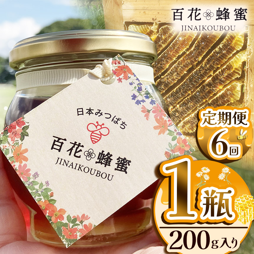 【ふるさと納税】【定期便6回】【数量限定】 日本蜜蜂の百花蜂蜜（200g入×1瓶） | はちみつ ハチミツ ミツバチ 濃厚 無添加  栃木県 下野市 送料無料