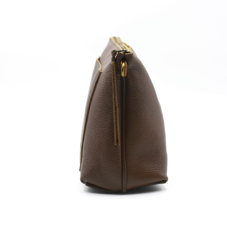 益子の革工房maharoのショルダーポーチ ワイド（L）キャメルブラウン｜栃木県 益子町 ふるさと納税 ショルダーバッグ バッグ 牛革 手作り (AX110-1)