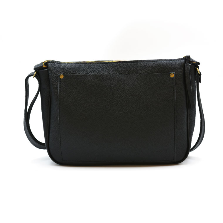 益子の革工房maharoのラウンドショルダーバッグ（L）ブラック｜栃木県 益子町 ふるさと納税 ショルダーバッグ バッグ 牛革 手作り (AX117-3)