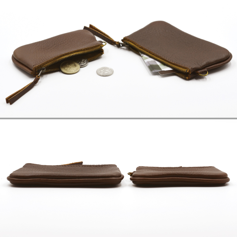 益子の革工房maharoのファスナーコインケース・カードケースセット　キャメルブラウン｜栃木県 益子町 ふるさと納税 コインケース カードケース 2個セット 牛革 手作り（AX133-2）