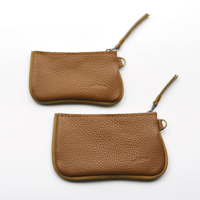 益子の革工房maharoのファスナーコインケース・カードケースセット　キャメル｜栃木県 益子町 ふるさと納税 コインケース カードケース 2個セット 牛革 手作り（AX133-7）