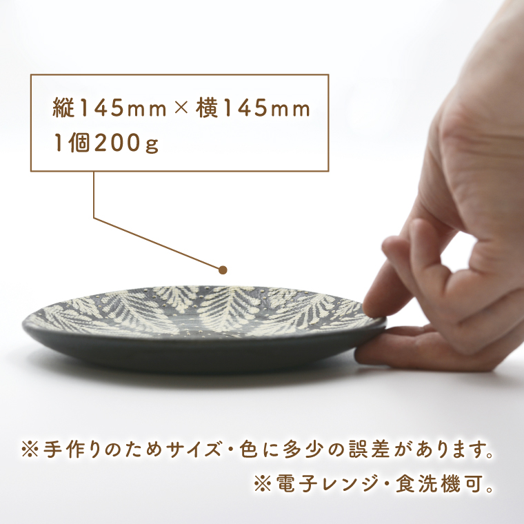 【益子焼】とり皿(黒) 2個 見上げた夜空シリーズ | 益子焼 陶房さこん とり皿 ケーキ皿 お皿 陶器 藤本左近 栃木県 益子町（BP003）