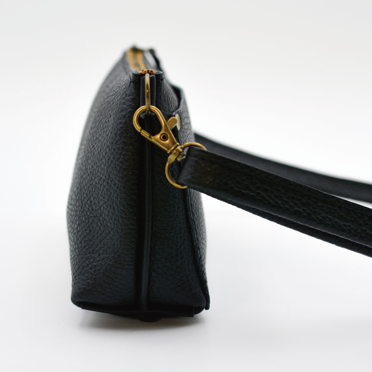 益子の革工房maharoのショルダーポーチ（S）ブラック｜栃木県 益子町 ふるさと納税 ショルダーポーチ 牛革 手作り（AX105-3）