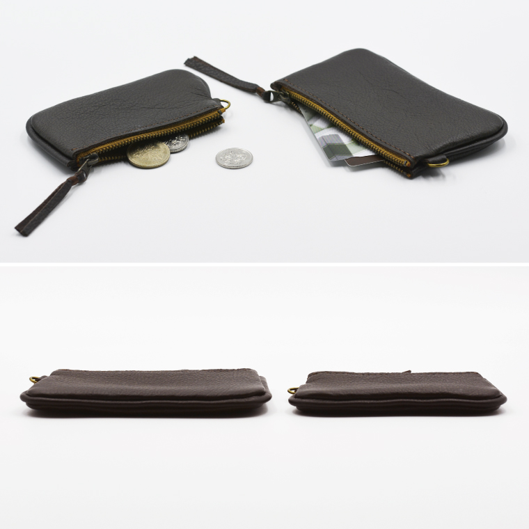 益子の革工房maharoのファスナーコインケース・カードケースセット　ダークブラウン｜栃木県 益子町 ふるさと納税 コインケース カードケース 2個セット 牛革 手作り（AX133-3）