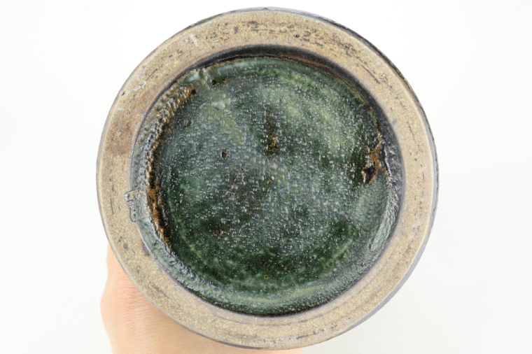 AT006　益子焼　大塚雅淑　花器　青