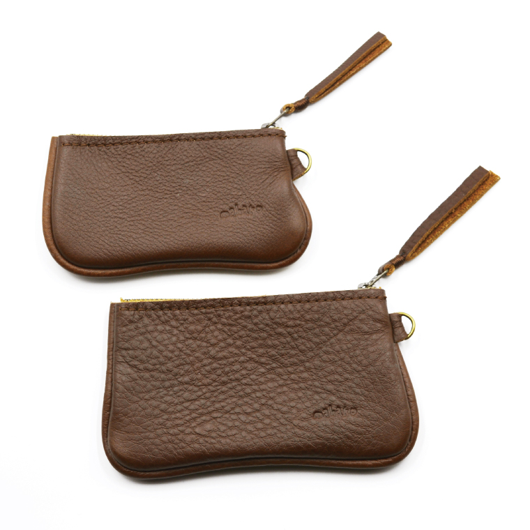 益子の革工房maharoのファスナーコインケース・カードケースセット　キャメルブラウン｜栃木県 益子町 ふるさと納税 コインケース カードケース 2個セット 牛革 手作り（AX133-2）