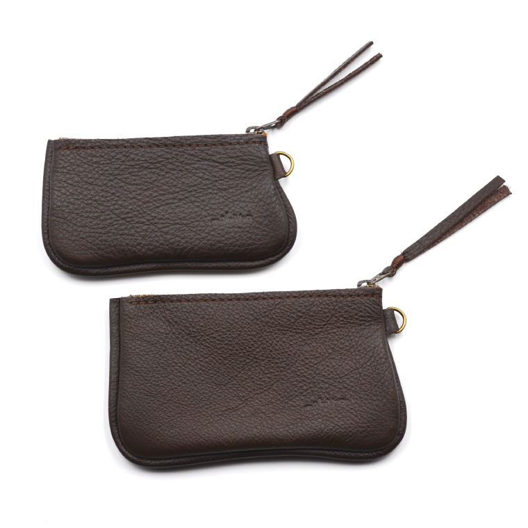 益子の革工房maharoのファスナーコインケース・カードケースセット　ライトグレー｜栃木県 益子町 ふるさと納税 コインケース カードケース 2個セット 牛革 手作り（AX133-4）