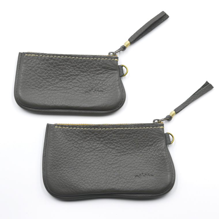 益子の革工房maharoのファスナーコインケース・カードケースセット　ダークグレー｜栃木県 益子町 ふるさと納税 コインケース カードケース 2個セット 牛革 手作り（AX133-5）