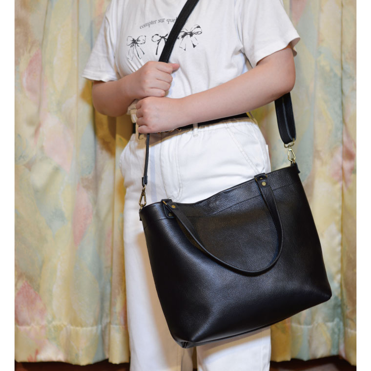 益子の革工房maharoの2wayトートバッグ　ブラック｜栃木県 益子町 ふるさと納税 2wayトートバッグ 牛革 手作り (AX134)