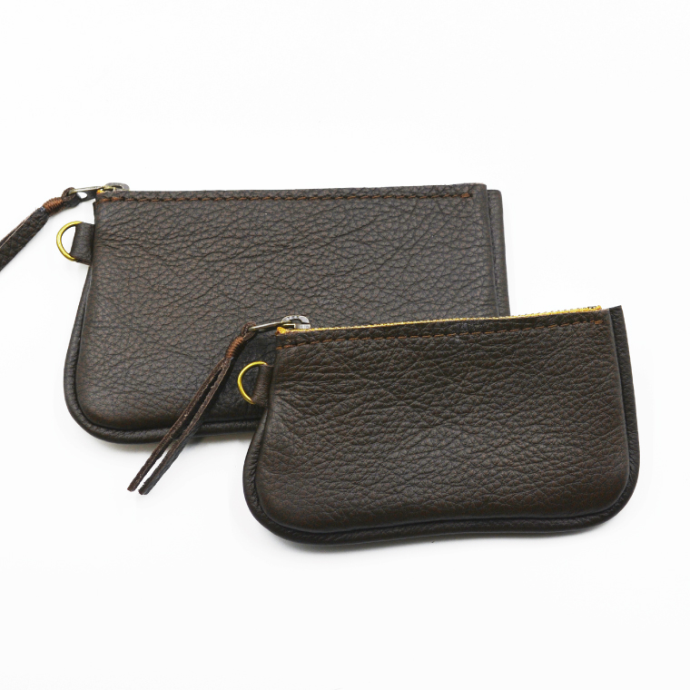 益子の革工房maharoのファスナーコインケース・カードケースセット　ライトグレー｜栃木県 益子町 ふるさと納税 コインケース カードケース 2個セット 牛革 手作り（AX133-4）