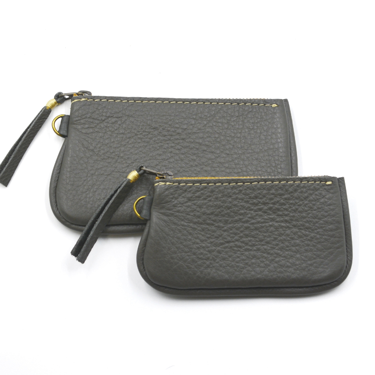 益子の革工房maharoのファスナーコインケース・カードケースセット　ダークグレー｜栃木県 益子町 ふるさと納税 コインケース カードケース 2個セット 牛革 手作り（AX133-5）