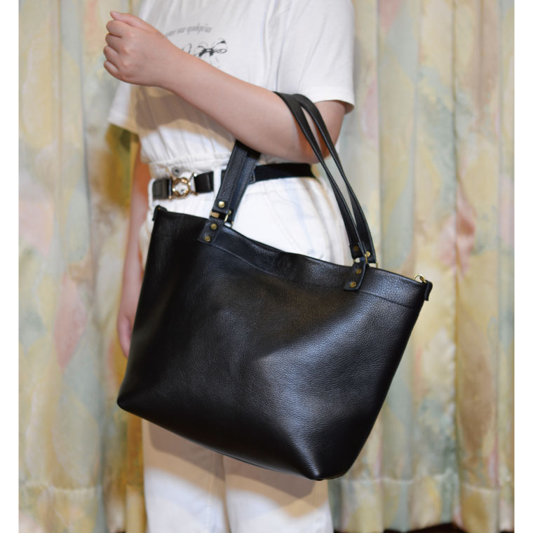 益子の革工房maharoの2wayトートバッグ　ブラック｜栃木県 益子町 ふるさと納税 2wayトートバッグ 牛革 手作り (AX134)