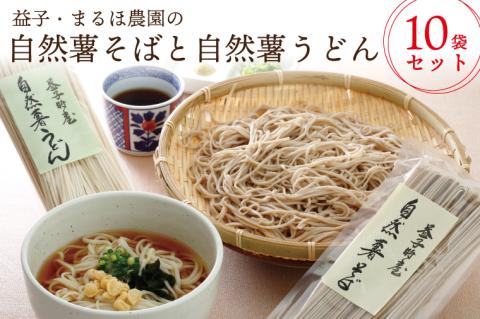 【ギフト対応可】益子・まるほ農園の自然薯そばと自然薯うどん　10袋セット（AJ002）
