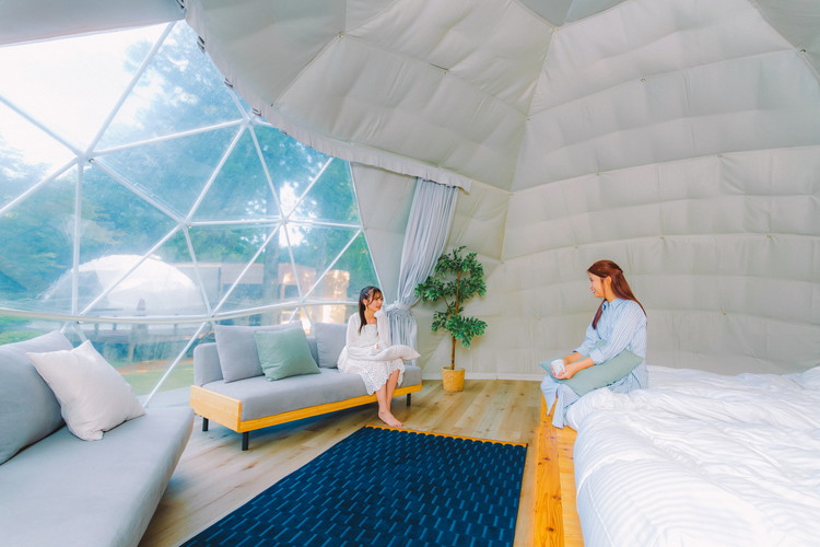 那須グランピング　宿泊利用券　90,000円分（1,000円×90枚） ｜ 大型ドームテントと個別のトイレシャワー洗面台完備！豪華ディナー＆モーニング付！ 宿泊 旅行 チケット 宿泊券 旅行券 優待券 観光 国内旅行 グランピング 那須 栃木県 那須町〔K-21〕