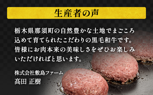 那須高原 敷島和牛手作りハンバーグ（150g×5個）計750g 小分け ハンバーグ 肉 お肉 牛肉 国産 黒毛和牛 冷凍 栃木県 那須町《敷島ファーム》〔B-82〕※着日指定不可※北海道・沖縄・離島への配送不可