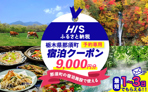 HISふるさと納税宿泊予約専用クーポン（栃木県那須町）9,000円分｜宿泊 宿泊券 旅行 旅行券 旅券 クーポン 旅 トラベル お出かけ 温泉 宿泊予約 HIS 那須 〔D-11〕