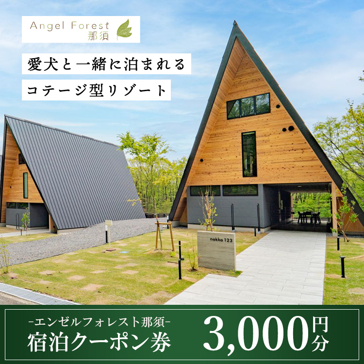 エンゼルフォレスト那須で使える宿泊クーポン券（3,000円相当） 〔B-136〕