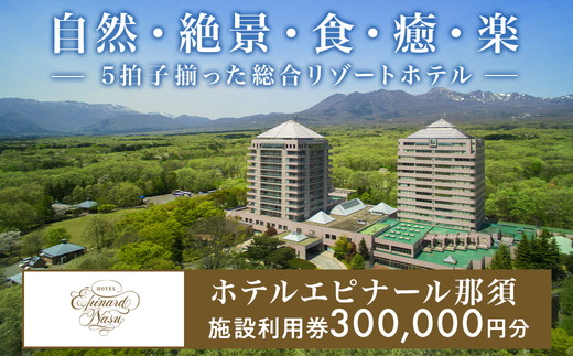ホテルエピナール那須施設利用券(300,000円分) ｜ 温泉 露天風呂 宿泊 旅行 チケット 宿泊券 宿泊ギフト券 利用券 観光 リゾートホテル アクティビティ 栃木県 那須町〔P-178〕
※着日指定不可