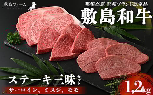 那須高原 敷島和牛 ステーキ三昧セット 計1.2kg 国産 黒毛和牛 和牛 牛肉 お肉 肉 ステーキ サーロインステーキ ギフト お祝い 冷凍 栃木県 那須町《敷島ファーム》〔P-169〕※着日指定不可※離島への配送不可
