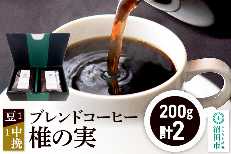 ブレンドコーヒー「椎の実」豆200g×1袋＋中挽き200g×1袋 土田商店