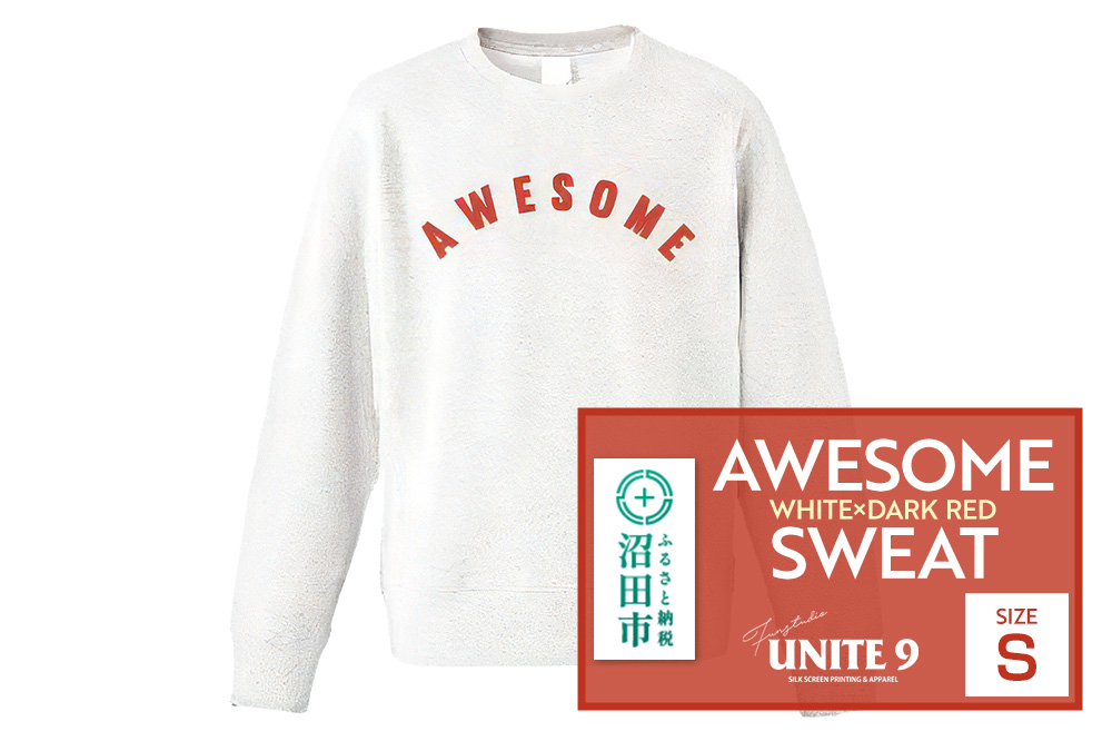 AWESOME SWEAT WHITE×DARK RED ／ S FUN工房UNITE9
