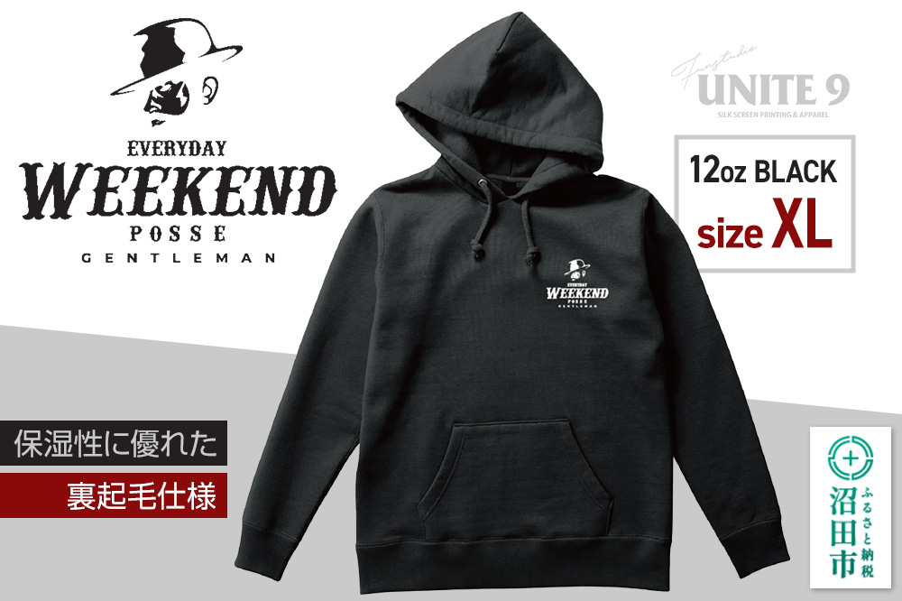 パーカーEVERYDAY WEEKEND POSSE ／12oz foodie  EWP-1 ブラックXL