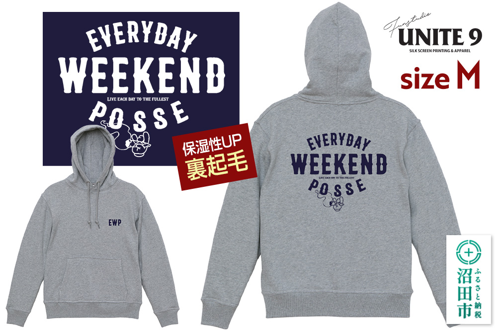 パーカーEVERYDAY WEEKEND POSSE ／12oz foodie  EWP-3 グレーM