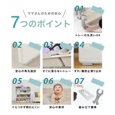 ぽんちゃん おもちゃ収納ラック【幅86cm】4段 天板付き 子供用 家具収納