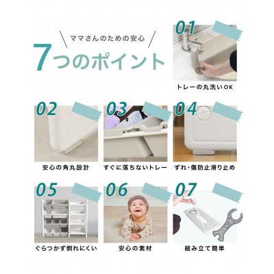 ぽんちゃん おもちゃ収納ラック【幅105cm】4段 天板付き 子供用家具収納