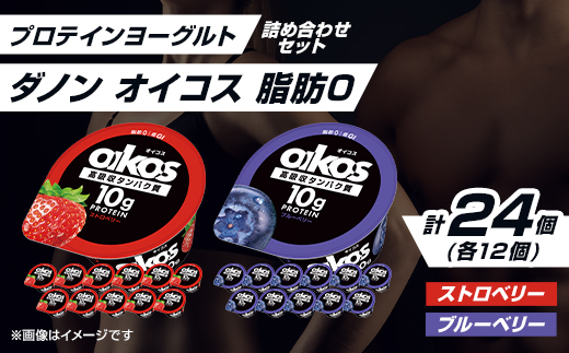 ダノン オイコス 脂肪0 2種詰め合わせセット(ブルーベリー12個・ストロベリー12個)【配送不可地域：離島・沖縄県】